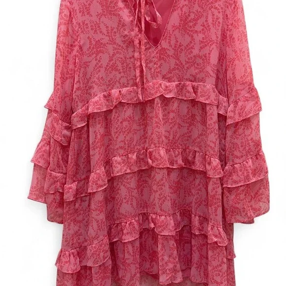 Karlie Pink Ruffle Tiered Dress Size Medium‎ - Picture 6 of 12